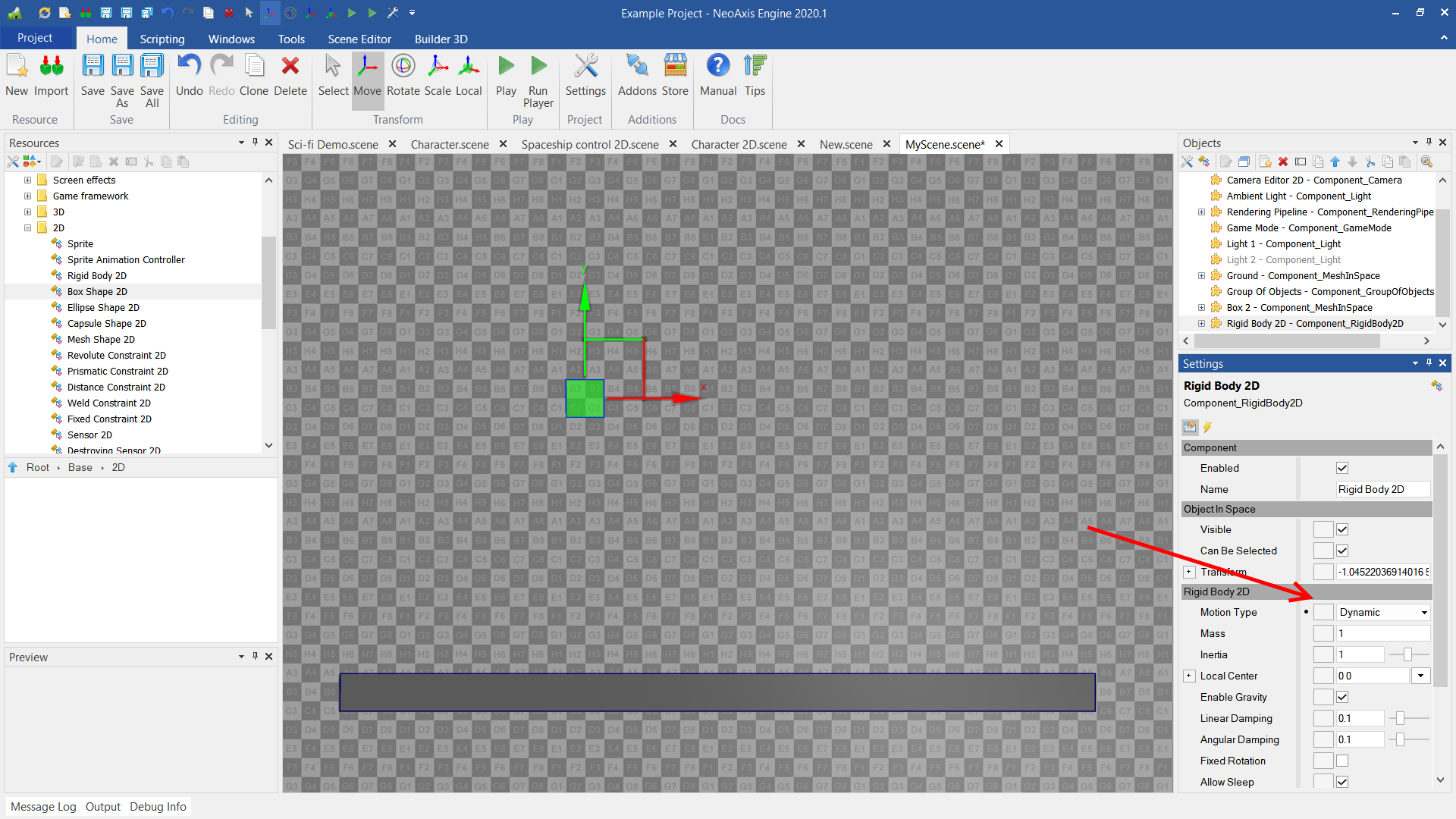 How to use 2d dynamic light effects in Axmol Engine